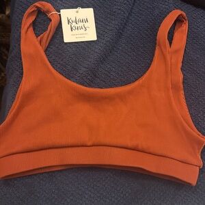 Kulakinis bikini top ribbed long crop size 2X in clay orange /brown ribbed color